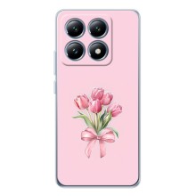 Чехол с розовым рисунком для Xiaomi 14T (Букет цветов)