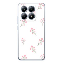 Чехол с розовым рисунком для Xiaomi 14T (Розовые цветы)