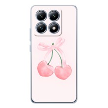 Чехол с розовым рисунком для Xiaomi 14T (Розовые вишни)