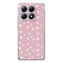 Чехол с розовым рисунком для Xiaomi 14T (Сердечки на розовом)