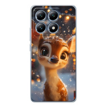 Яркий чехол для Xiaomi 14T с Зимними Оленятами – Оленёнок среди гирлянд