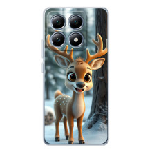 Яркий чехол для Xiaomi 14T с Зимними Оленятами – Оленёнок в лесу