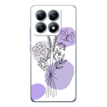 Силиконовый чехол с принтом в цветах на Xiaomi 15 Pro – Фиолетовый букет