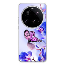 Чохли з квітами для Xiaomi 15 Ultra (VPrint) (Метелик на квітах)