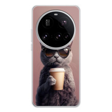 Чехол с принтом стильные животные для 15 Ультра (Кот с кофе)