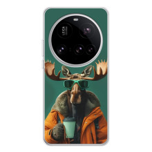 Чехол с принтом стильные животные для 15 Ультра (Лось с кофе)