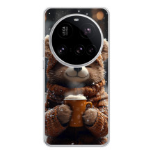Печатный чехол «Зверята с кофе» для Xiaomi 15 Ultra – Мишка с кофе