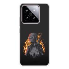 Силиконовый чехол с картинкой "Герой Pubg" на Xiaomi 15 – В огне