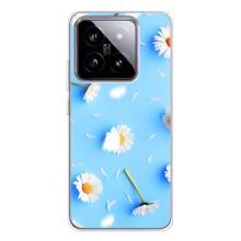 Чехол с Цветами для Xiaomi 15 (ромашки на голубом)