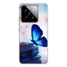 Силиконовый бампер с картинкой животных для Xiaomi 15 (Бабочка синяя)