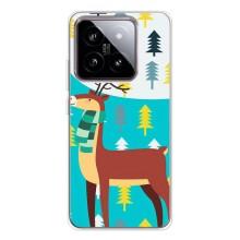 Силиконовый бампер с картинкой животных для Xiaomi 15 (Олень с шарфом)