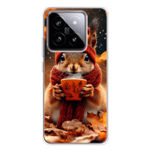 Печатный чехол «Зверята с кофе» для Xiaomi 15 – Белка с кофе