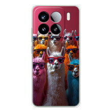 Чехол с принтом стильные животные для 15С Про (Ламы в очках)