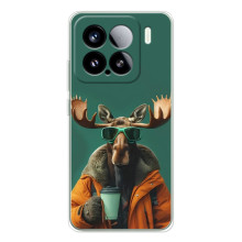 Чехол с принтом стильные животные для 15С Про (Лось с кофе)