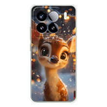 Яркий чехол для Xiaomi 15S Pro с Зимними Оленятами – Оленёнок среди гирлянд