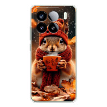 Печатный чехол «Зверята с кофе» для Xiaomi 15S Pro – Белка с кофе
