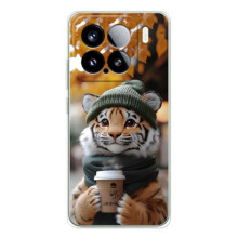 Печатный чехол «Зверята с кофе» для Xiaomi 15S Pro – Тигр с кофе