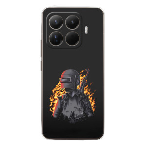 Силиконовый чехол с картинкой "Герой Pubg" на Xiaomi 15T Pro – В огне
