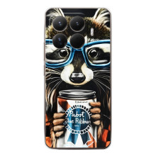 Чехол с принтом для Сяоми 15Т Про - (Прикольные) (AlphaPrint) (Енот с банкой)