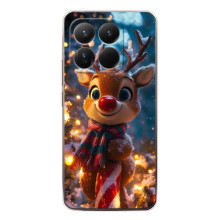 Яркий чехол для Xiaomi 15T Pro с Зимними Оленятами – Олень в шарфе