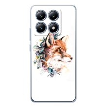 Чехлы с картинкой Лисички для Xiaomi 15T (VPrint) (Лисичка в цветочках)