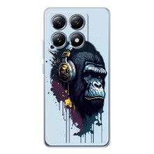 Чехол с Обезьянами Xiaomi 15T - (AlphaPrint) (Горилла в наушниках)