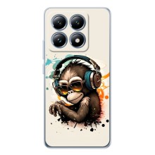 Чехол с Обезьянами Xiaomi 15T - (AlphaPrint) (Макака в наушниках)