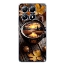 Чехол с уникальным дизайном «Осень с кофе» для Xiaomi 15T – Тёмный кофе