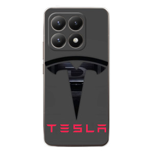 Силиконовый бампер с картинкой машины на Xiaomi 15T (Logo TESLA)