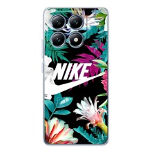 Силиконовый Чехол на Xiaomi 15T с картинкой Nike (Цветочный Nike)