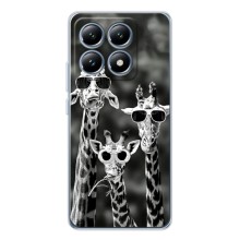 Силиконовый чехол с КАРТИНКАМИ лето для Xiaomi 15T (AlphaPrint) (Жирафы в очках)