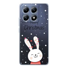 Зимние Чехлы для Сяоми 15Т - прозрачный фон (Рождественский заяц)