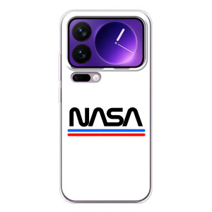 Силиконовый бампер с принтом "Наса" на Xiaomi 17 Pro Max – NASA на белом фоне