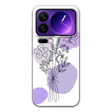 Силиконовый чехол с принтом в цветах на Xiaomi 17 Pro Max – Фиолетовый букет