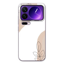 Силиконовый чехол с принтом в цветах на Xiaomi 17 Pro Max – Нюдовый дизайн