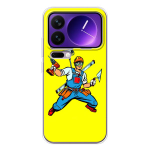 Силиконовый бампер (Работники) на Xiaomi 17 Pro Max – Строитель