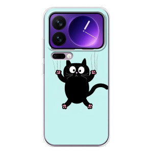 Силиконовый чехол с котиком для Xiaomi 17 Pro Max – Падающий кот