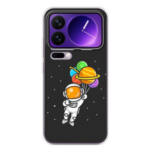 Силиконовый Чехол с принтом "Космонавты" на Xiaomi 17 Pro Max – Космонавт с шариками