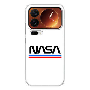 Силиконовый бампер с принтом "Наса" на Xiaomi 17 Pro – NASA на белом фоне