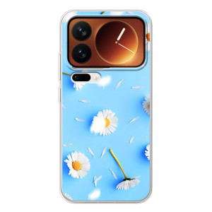 Чохол з Квітами для Xiaomi 17 Pro – ромашки на блакитному