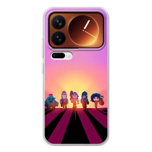 Силіконовый Чохол на Xiaomi 17 Pro з картинкою Brawl Stars – Персонажі на заході сонця