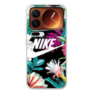 Силіконовый Чохол на Xiaomi 17 Pro з картинкою НАЙК (Квітковий Nike)