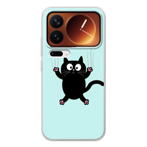 Силиконовый чехол с котиком для Xiaomi 17 Pro – Падающий кот