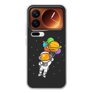 Силіконовый Чохол з принтом "Космонавти" на Xiaomi 17 Pro – Космонавт з кульками