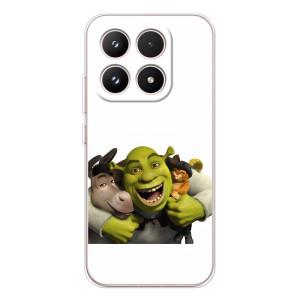 Печатный чехол с принтом Шрек для Xiaomi 17 – Шрек осел и кот