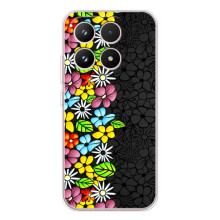 Силіконовий бампер з принтом (квіточки) на Кіаомі 17 (Яскраві квіти на чорному)