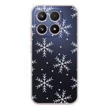 Зимние Чехлы для Шяоми семнадцать - прозрачный фон (Белые снежинки)