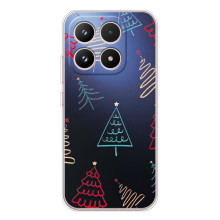 Зимние Чехлы для Шяоми семнадцать - прозрачный фон (Рождественские елки)