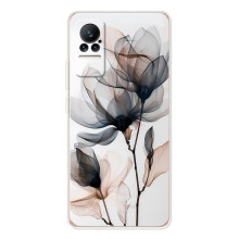 Чехол с цветочным принтом на Сиви 1С (Цветы на белом)