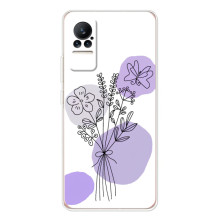 Силиконовый чехол с принтом в цветах на Xiaomi Civi 1S – Фиолетовый букет
